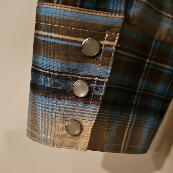 Roper Blue and Cream Plaid Western Shirt - Picture 6 of 6
